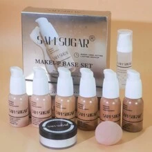 SAM SUGAR 4-Piece Makeup Base Set Pre-Makeup Emulsion Powder Loose Powder Makeup Egg Set - E - 查看 10