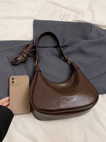 女士复古蜡染皮革迷你手提包，休闲斜挎单肩包，秋冬 - 咖啡棕 - 查看 5