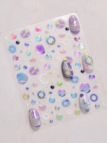 1 张 5D 浮雕明亮多彩星球月亮星星粘性指甲贴纸猫眼效果美甲贴花饰品供应商 - 彩色 - 查看 3