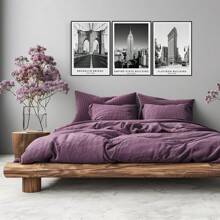 1Pc New York Travel Gift, International Cities Famous Tourist Attractions Poster Black And White Traveling Wall Art Decor Travel Aesthetic Canvas PrintsBlack And White Photos, Gallery Wall Landmark Set