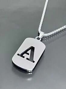 1 pièce Collier en acier de titane avec 26 lettres anglaises pour hommes et femmes, étudiants et couples, design minimaliste, polyvalent, collier de bénédiction initiale, convient pour un port quotidien, fête, Noël, Saint-Valentin, cadeau - Argent - Voir 4