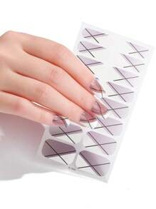 1 张 16 片美甲全覆盖贴纸渐变闪光猫眼粘性滑块 DIY 指甲油美甲贴纸贴花 - 彩色 - 查看 7