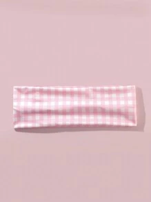 1件装女士休闲可爱街头风蝴蝶结爱心格纹印花发带，涤纶材质，用途广泛，适合日常佩戴、海滩度假、假日出行，可作头巾、发带、吸汗带、发箍等，是秋冬季女士度假装扮的理想发饰，优雅围巾，柔软舒适。 - 彩色 - 查看 17