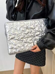 Solid Color Minimalist Luxury Multi-Size Notebook Tablet Laptop Computer Bag Basics Laptop/Cover/Tote/Tablet Shoulder Bag Carrying Case Ipad Bag Daypack For Women/Men/Girl/Boy/Female/Male Student Fits Mac Book Air/Pro11/13/14/98 Inch Fashion Waterproof/Shockproof Lightweight Bag Nurse /Colleage Essential Christmas/Father/Mother/Teacher Gift Elementary/Middle/Commute With Computer Compartment Large Capacity Portable Simplicity Multi-Function With Zipper Laptop Accessories Sleeve - Silver - View 3