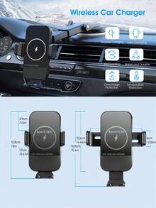 YITUMU Bộ sạc không dây trên ô tô, Sạc nhanh Qi 15W, Kẹp điện thoại trên ô tô, Giá đỡ điện thoại trên cửa gió điều khiển kính chắn gió, Giá đỡ điện thoại trên ô tô cho hầu hết các điện thoại Android và Apple có sạc không dây - Nhiều màu - Xem 4