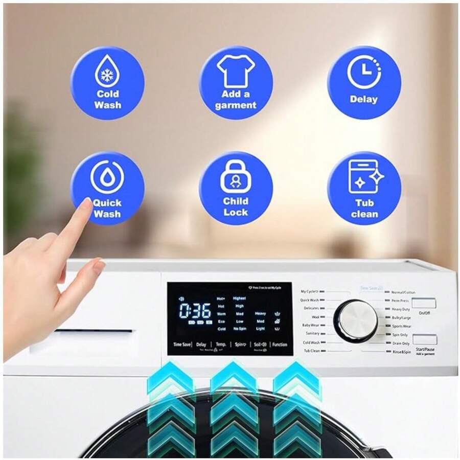 TECHOMEY 2.7 Cu.Ft Compact Front Load Washing Machine Cold Wash Laundry