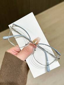 1 件女士不锈钢猫眼镂空水钻时尚百搭眼镜，适合所有季节 - 無色 - 查看 6