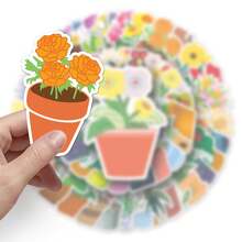 50 miếng dán hoạt hình hoa và cây cho hành lý, sổ tay, ván trượt, máy tính xách tay, miếng dán trang trí chống thấm nước - Màu Mù tạt vàng - Xem 4