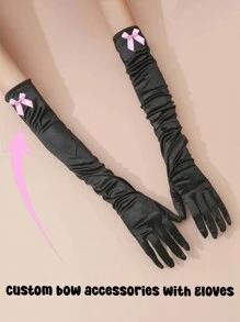 1 pezzo Fiocco decorativo personalizzato + 1 paio di guanti colorati per matrimoni e feste, ideali per occasioni formali in inverno