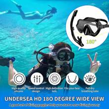 1set Adult Snorkeling Equipment, Snorkel Mask And Breathing Tube Set, Full Face Scuba Diving Mask, Tempered Glass Snorkel Goggles For Adult Swimming, Beach Essentials, Beach Accessories, Pool Float
