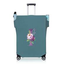 行李箱罩旅行箱罩适用于 18 至 32 英寸行李箱保护套男女户外度假旅行必备配件涤纶行李箱弹力防尘罩时尚首字母姓名 A 至 Z 字母印花 - 藍-圖案 1 - 查看 30