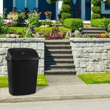 10 Gallon Plastic Kitchen Waste Bin With Swing Top, Set Of 4 Plastic Tall Garbage Bin With Swing Lid, Black - Black - View 7