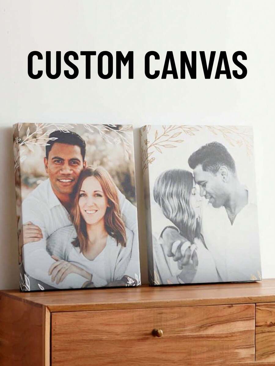 Single Canvas Print, Photo To Canvas, Family Photo, Wedding Photo, Personalized Photo To Canvas Wall Art, Customize Your Photo Canvas, Valentine's Day, Valentine's Day Decor, High Quality, Fashionable Custom, Personalized, Unique, Ideal Gift For Boyfriend/Girlfriend, Suitable For Valentine's Day, Anniversary, Wedding, Mother's Day, Birthday, Children's Day, Father's Day, Graduation, Housewarming, Living Room, Home, Holiday Calendar - Multicolor - View 1