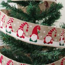 1 pièce - Ruban avec motif d'homme âgé sans visage créatif, nœud DIY, accessoire de décoration pour sapin de Noël, décorations et accessoires de Noël