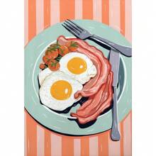 1 szt. Vintage Food Poster Eggs Bacon Spaghetti Pancakes Seafood Cheese Canvas Painting Wall Art Picture Kitchen Restaurant Home Decor No Frame