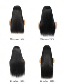 Peluca de cabello humano Ashimary de 13*4 con encaje frontal completo, lace transparente, cabello liso y sedoso, color negro natural, línea de cabello natural para mujeres - SNatural - Ver 4
