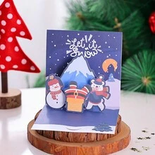 3D 弹出式圣诞贺卡，9 张带信封的手工贺卡，DIY 什锦设计圣诞贺卡带信封 - 散装贺卡和新年贺卡 - 非常适合向朋友和家人发送温馨的节日祝福 - 彩色 - 查看 21