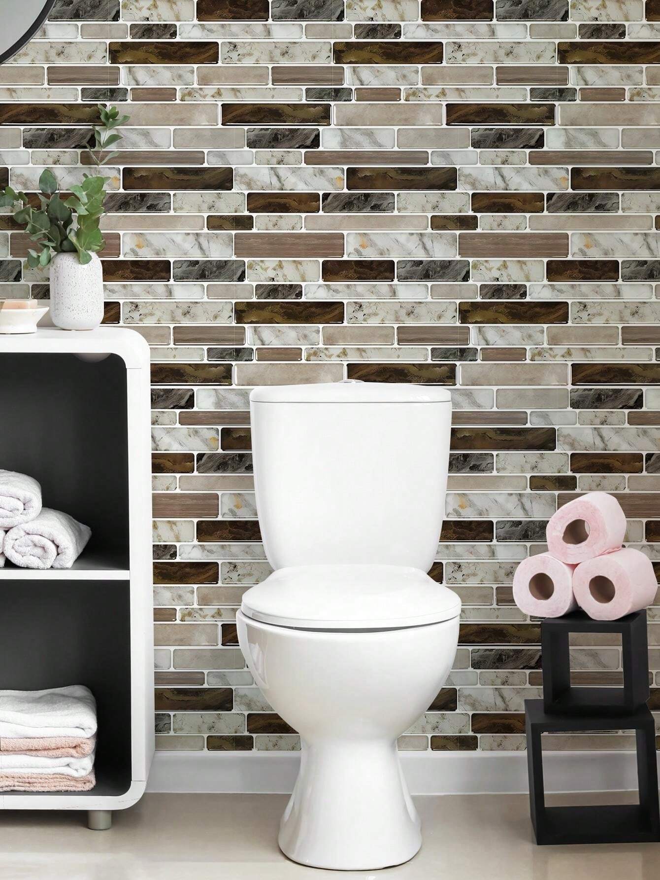 12 Pcs SelfAdhesive Kitchen Backsplash Stickers, Bathroom PVC Oil