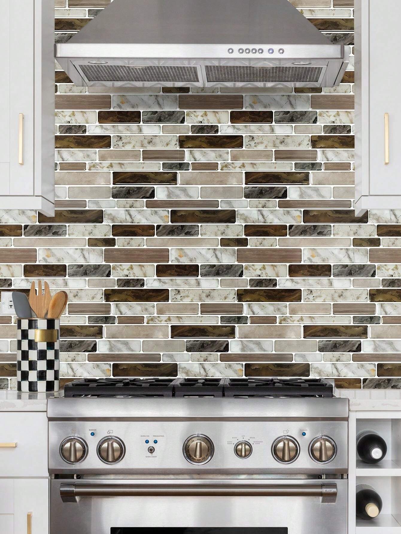 12 Pcs SelfAdhesive Kitchen Backsplash Stickers, Bathroom PVC Oil