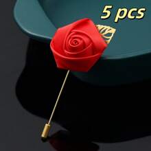 5pcs Luxury Bridal Chest Flower, Korean-Style Golden Leaves, White Rose, Bridesmaid And Groomsman Chest Flower Valentine's Day Accessories - White - View 23