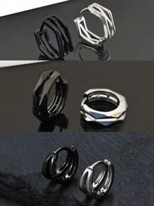 3 件套几何形状组合男士耳环，适合日常佩戴和圣诞节、新年、情人节、节日礼物