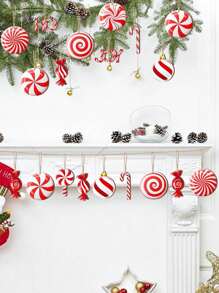 12件套圣诞树装饰套装 - 木质挂饰、糖果、拐杖糖、字母装饰，适用于冬季节日装饰、家庭聚会装饰、圣诞树挂饰、节日派对装饰，是生日、家居装饰、圣诞节装饰、房间装饰、圣诞节装饰、家居圣诞礼物、圣诞装饰的理想之选。 - 彩色 - 查看 5