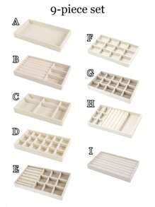9 件/套珠宝收纳盒，珠宝整理托盘，天鹅绒珠宝展示托盘，可堆叠珠宝架，抽屉式珠宝托盘，适用于戒指、口红、手表、卧室珠宝展示、梳妆台、化妆台、圣诞节、万圣节、情人节礼物 - 彩色 - 查看 11
