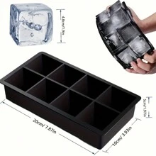 4-Cavity/8-Cavity Giant Silicone Tray Mold, 2-Inch Big Ice Cubes, Flexible, 4/8 Cavities Easy Release, Slow Melting Suitable For Whiskey, Cocktails, Eid Al-Fitr Gift