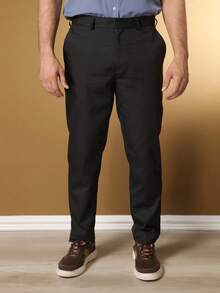 Men's Solid Color Business Suit Pants - 黑色 - 查看 2