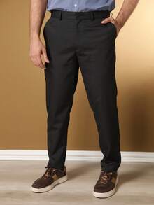 Men's Solid Color Business Suit Pants - 黑色 - 查看 3