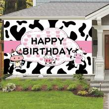 1 pieza Fondo de fotografía con diseño de vaca de dibujos animados para granja, tela de poliéster con manchas de vaca, pancarta para fiesta de 59.1*39.4/82.7*59.1/90.6*70.9 pulgadas, fondo para fotografía de recién nacidos, interior y exterior, Día de San Valentín - Multicolor - Ver 7