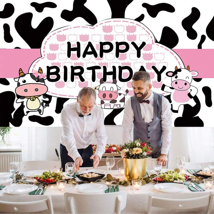 1 pieza Fondo de fotografía con diseño de vaca de dibujos animados para granja, tela de poliéster con manchas de vaca, pancarta para fiesta de 59.1*39.4/82.7*59.1/90.6*70.9 pulgadas, fondo para fotografía de recién nacidos, interior y exterior, Día de San Valentín - Multicolor - Añade 8