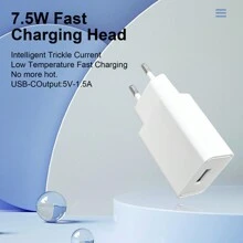 1 个欧洲/美国标准充电器，5V1.5A，PD 7.5W USB 端口手机充电器，用于为智能手机、相机、摄像机和其他设备供电 - 查看 1