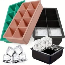 4-Cavity/8-Cavity Giant Silicone Tray Mold, 2-Inch Big Ice Cubes, Flexible, 4/8 Cavities Easy Release, Slow Melting Suitable For Whiskey, Cocktails, Eid Al-Fitr Gift