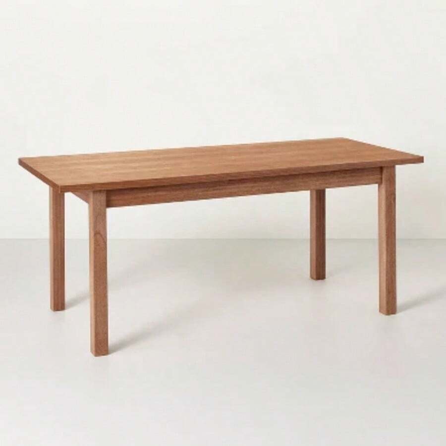 Plank Top Rectangular Wood Dining Table With Magnolia - trắng - Xem 1