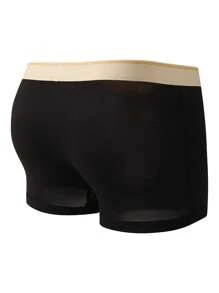 5pcs Men's Comfortable Breathable Solid Color Boxer Briefs, Men's Underwear