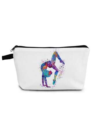 Rytmisk gymnastiktryckt kosmetisk väska, Återanvändbar toalettartiklar för kvinnor, handhållen festpåse, skolpennfodral, gymnastikpresent till skolan Skönhetsväska Tillbaka till skolmaterial Kosmetisk förvaring Skolprylar väska Organizer Rumsprylar