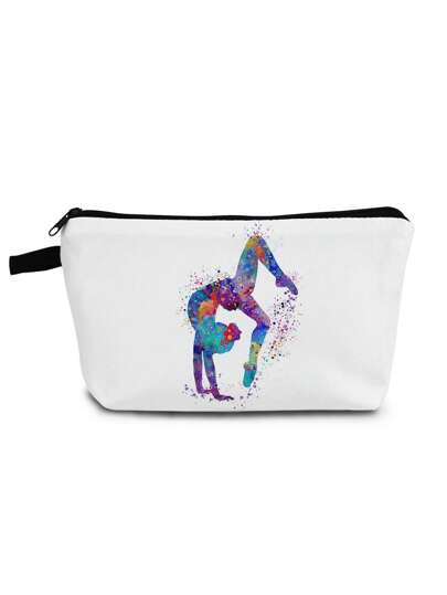 Rhythmic Gymnastics Printed Cosmetic Bag, Reusable Women's Toiletry Organizer, Handheld Party Pouch, School Pencil Case, Gymnastics Gift For School Cosmetic Bag Back To School Supplies Cosmetic Storage School Stuff Bag Organizer Room Stuff