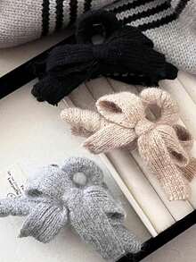 1 件女士蝴蝶结针织空心发爪发夹纯色用于发型适合日常聚会 - 彩色 - 查看 3