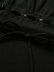 Women Y2k Fairy Grunge Tees Short Sleeve See Through Lace Up T-Shirt Vintage Crop Tops Aesthetic Clothes E-Girl Streetwear - 黑色 - 查看 7