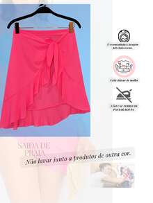 Beach Cover-Up Sarong With Ruffle Pareo Front Tie - 粉色 - 查看 4