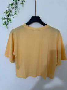 Viscolycra Cropped Top - 芥末黃 - 查看 3