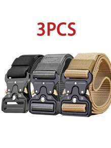 3/2/1pc New Men's Casual Nylon Belt Tactical Quick Release Buckle Outdoor Training Pants Belt Workwear Belt Summer, School