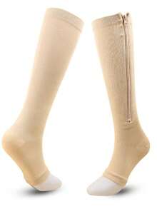 男士拉链压缩袜跑步骑行运动袜女士长筒袜 - 彩色 - 查看 5