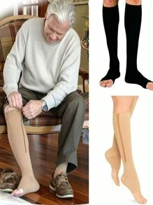 男士拉链压缩袜跑步骑行运动袜女士长筒袜 - 彩色 - 查看 3