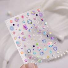 1 张 5D 浮雕明亮多彩星球月亮星星粘性指甲贴纸猫眼效果美甲贴花饰品供应商 - 彩色 - 查看 7