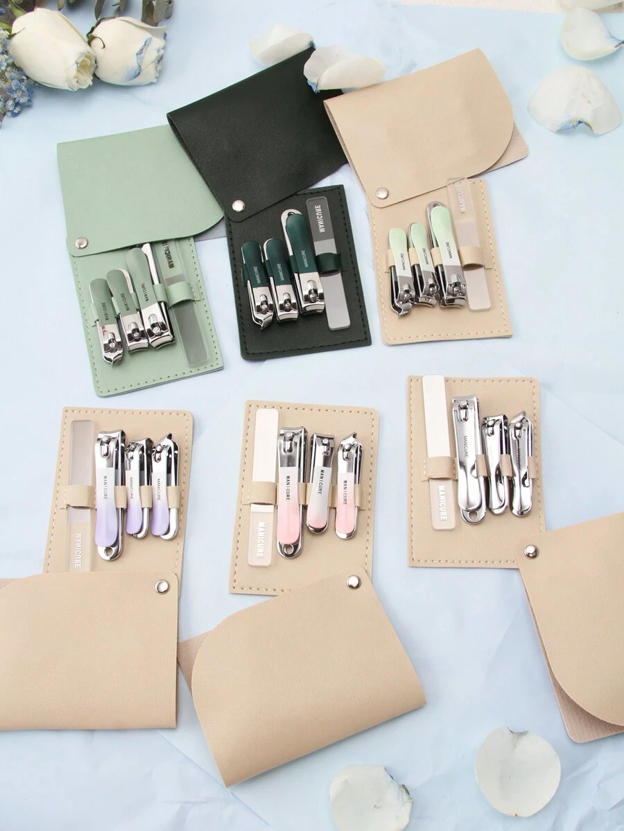 4pcs Stainless Steel Nail Clipper Set Classic Design With Concave