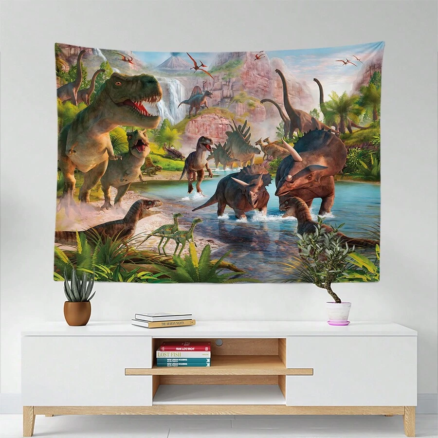 1 块装饰挂毯，印有侏罗纪恐龙图案，用于宿舍、卧室和客厅的壁挂主题装饰、家居装饰、房间装饰、房间旗帜、挂毯、壁毯 - KKL-GT0048 - 查看 1