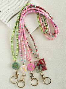 1 件 MOM CLUB 串珠挂绳 Heisi 串珠挂绳 MAMA 挂绳适用于身份徽章和钥匙可分离式礼物，适合女性 - 彩色 - 查看 5
