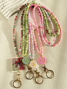 1 件 MOM CLUB 串珠挂绳 Heisi 串珠挂绳 MAMA 挂绳适用于身份徽章和钥匙可分离式礼物，适合女性 - 彩色 - 查看 2